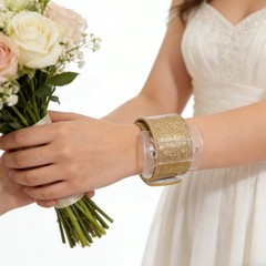 6 Pcs Prom Corsage Wristband Gold Wedding Wristlet Bridesmaid Gifts