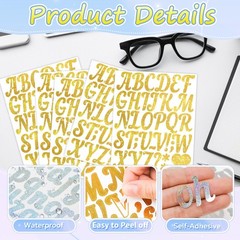 360Pcs Letter Stickers Glitter Alphabet Stickers 2 Inch Self Adhesive Waterpr…