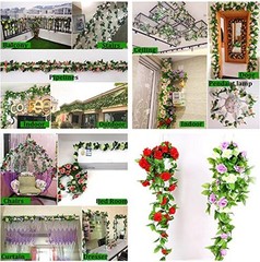 4 Pack 7.8ft Artificial Rose Vines with Green Leaves Fake Flowers Plants
