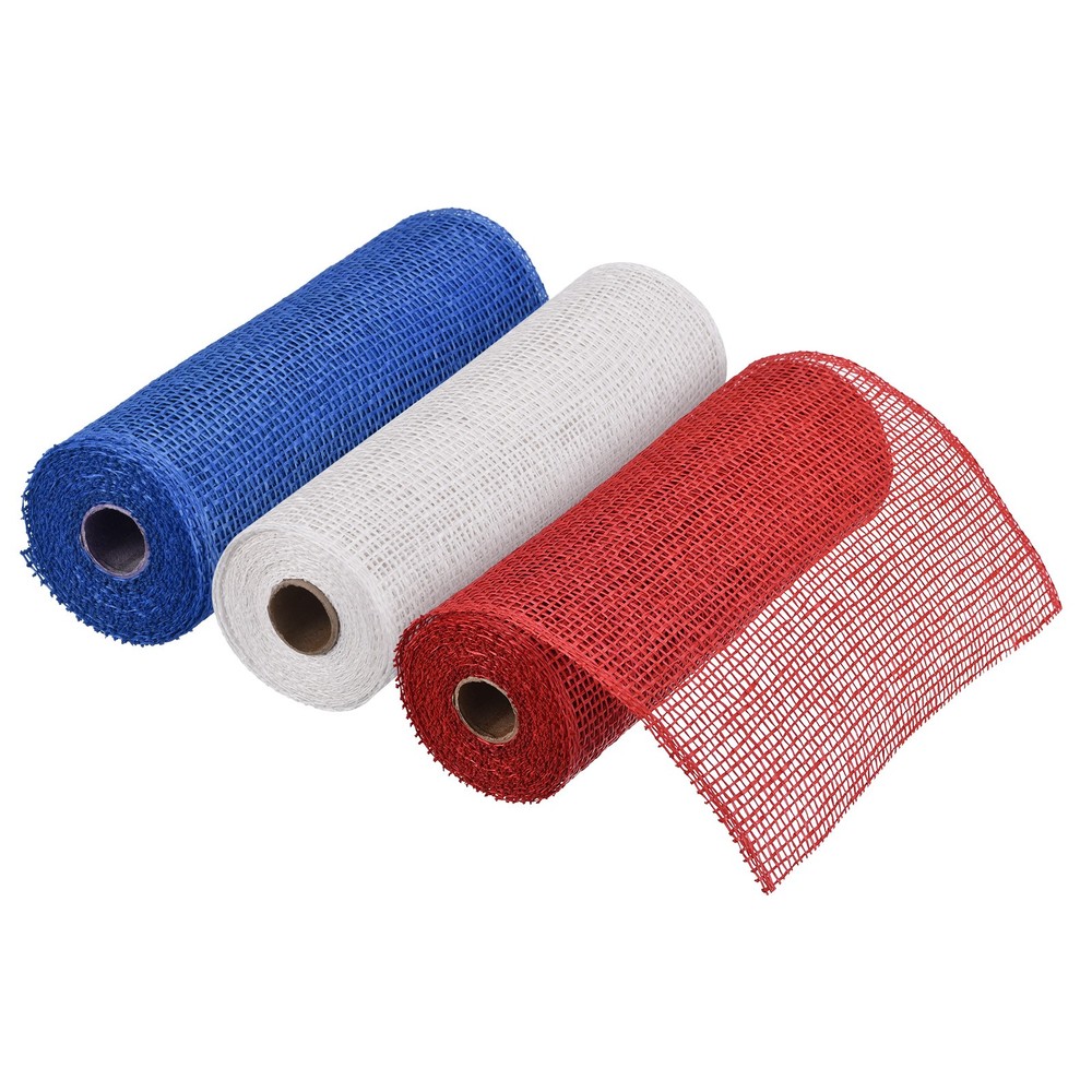 3pcs 10″ Poly Burlap Mesh for Wreath, Mesh Fabric Ribbon 6.4 Yard, Multicolor