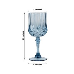 DUSTY BLUE 6 Plastic 8 oz Crystal Cut Goblets WINE GLASSES Party Events
