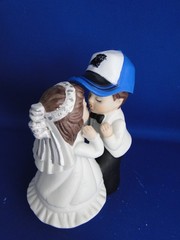 New Carolina Panthers Kissing Bride & Groom Wedding Cake Top figurine with cap