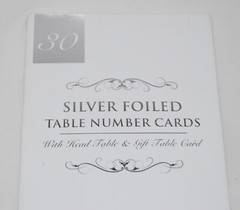 NIB Set of 30 Double-Sided Silver Foiled 4″ X 6″ Event Table Number Cards 32pc