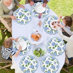 50 PCS Paper Placemats – 13.5 Inch Floral – Blue Hydrangea – Disposable