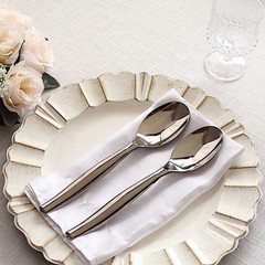10 SILVER 10″ Heavy Duty Plastic Large Serving SPOONS Party Events Tableware