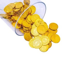 100 Pcs Plastic Gold Coins Bulk – Pirate Gold Coins for Treasure Hunt – 1