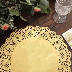 100 GOLD 12″ Round Disposable Lace PAPER DOILIES PLACEMATS Event Party Supplies