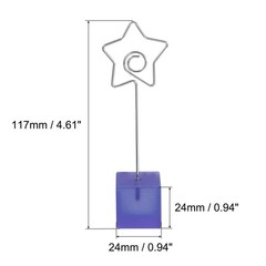 Resin Cube Base Picture Card Holder, 3 Pack Star Shape Note Holder, Purple