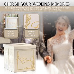 Wedding Card Box – 9″ x 9″ Collapsible Velvet – Covered Design – Cards Box fo…