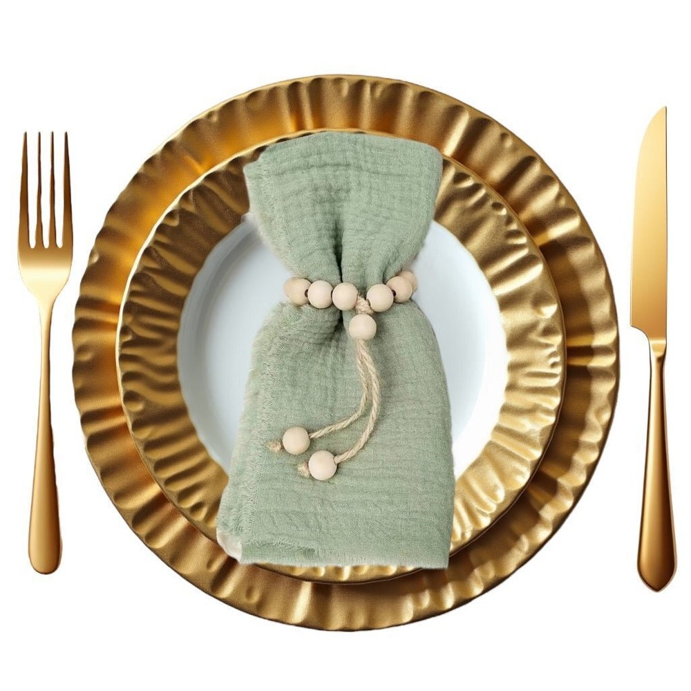 12.5″ Rustic Gauze Table Decor Placemat Napkin with Fringe