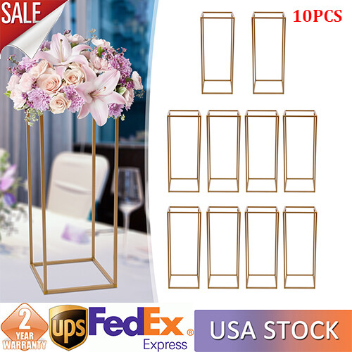 23.6in 10Pcs Tall Gold Metal Flower Stand for Wedding Table Centerpieces Decor.