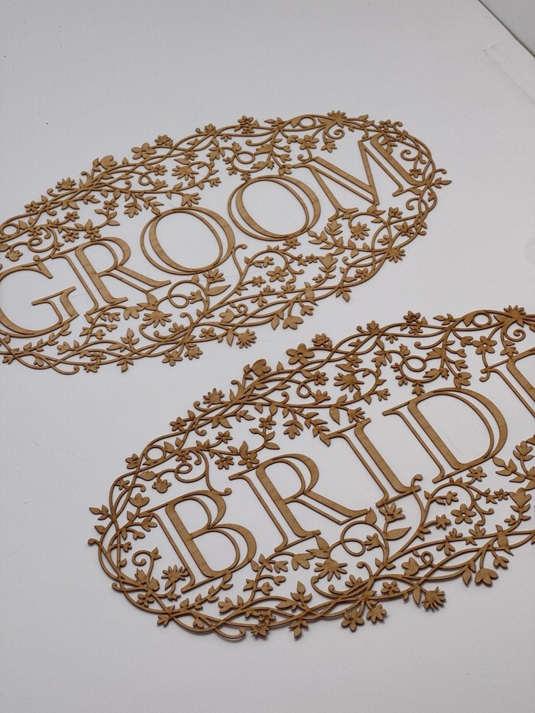 Bride & Groom Wooden Laser Cut Wedding Signage