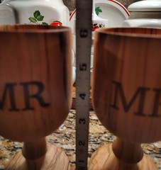 Olive Wood Goblets Mr & Mrs