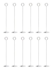 12 Pack of Silver Table Number & Place Card Holders for Weddings, and Event