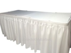 14′ WHITE POLYESTER PLEATED TABLE SKIRT skirting Wedding Trade show Booth