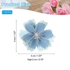 100Pcs Fake Silk Flower Heads, Artificial Cherry Blossom Wedding, Blue