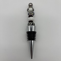 10PCS Beadable Wine Stoppers, Beaded Bottle Cap Zinc Alloy Silver+black Reusable