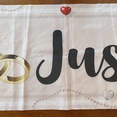 Just Married Banner Outdoor Indoor Wedding Decoration 9’10» x 20″ Fence Table