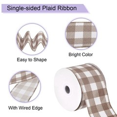 Plaid Check Ribbon, 2.5 Inch x 10 Yards Gingham Ribbon, Dark Brown