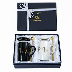 Mr and Mrs Coffee Mugs Set – Unique Wedding Gifts For Bride and Groom Black&W