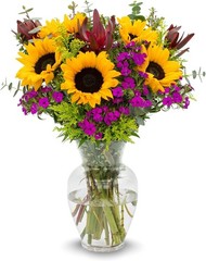 Wildflower Bouquet with Vase Fresh Cut Flowers Hand-Tied Gift for Birthday