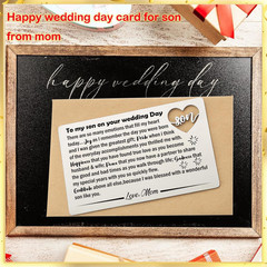 YODOCAMP Son Wedding Gifts from Mom, Engraved Wallet Card Insert for Son on His