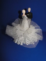 New 25th Wedding Anniversary Couple Caketopper with Bride & Groom in Silver #57
