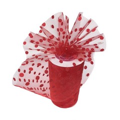 Red Polka Dot Tulle Decor – 6″ x 25 Yards, Wedding, Christmas, Valentine’s Day