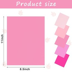 Whaline 50 Sheet 8.5 x 11 Inch Pink Card Stock Paper 5 x 11 Inch,