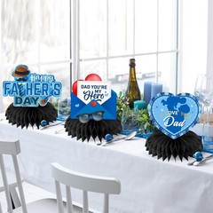 Fathers Day Decorations Honeycomb,12pcs Double Sided Fathers Day Centerpieces…