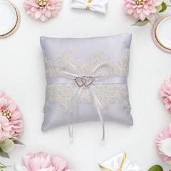 2 Pcs Lace Wedding Ring Pillow Kneeling Bearer Cushion for Party
