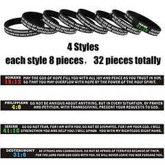 Sumind 32 Pieces Bible Verse Silicone Bracelets Bulk 2.3 Inch, [VARIOUS]