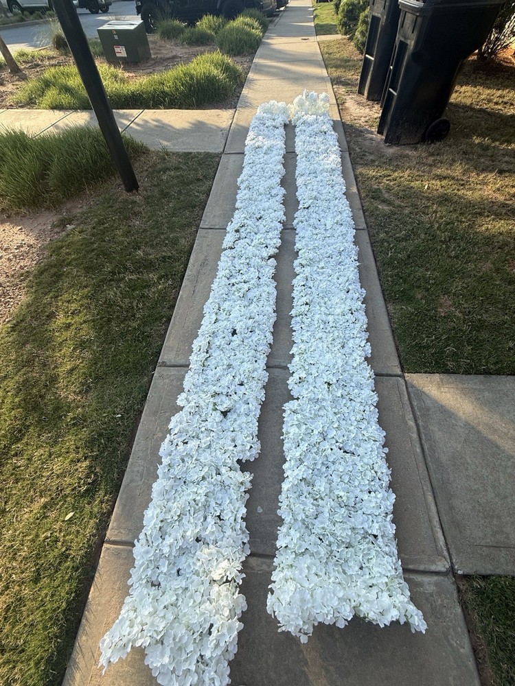 Artificial Hydrangea Wedding Garland White/Green 18ft x 18 in
