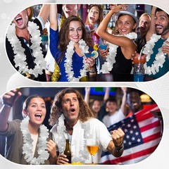 LED Light Up Hawaiian Leis – 24 White Flower Necklaces