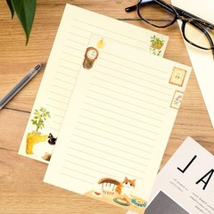 36 PCS Writing Paper and Envelopes Set, Warm Cute Cat Themed Yellow