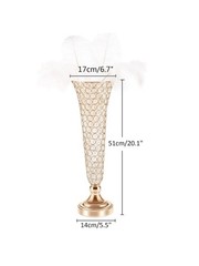 2 Pcs Crystal Trumpet Vases Set Tall Gold Centerpiece for Wedding Party Decor