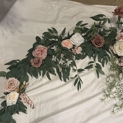 LING’S MOMENT WEDDING GARLAND 9ft, Dusty Rose, Cream, White, Pastel Pink, Gold