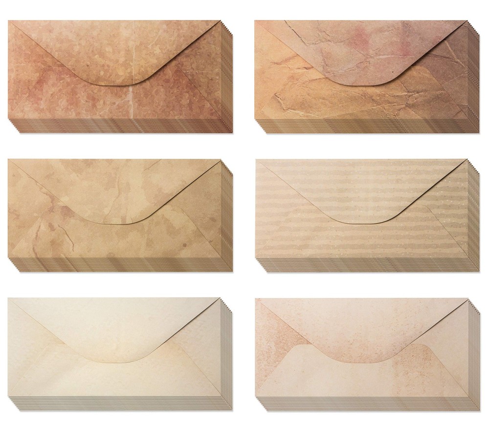 【Pack 48 】Vintage Style Envelopes – Classic Aged Envelopes in 6 Un