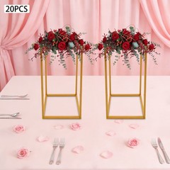 Gold 20 PCS Geometric Flower Stand For Wedding, Flower Stand 8.27*8.27*15.75in
