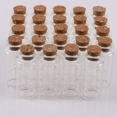 MaxMau 24PCS 10ml Glass Bottles Mini Vials with Cork Stoppers for DIY Clear