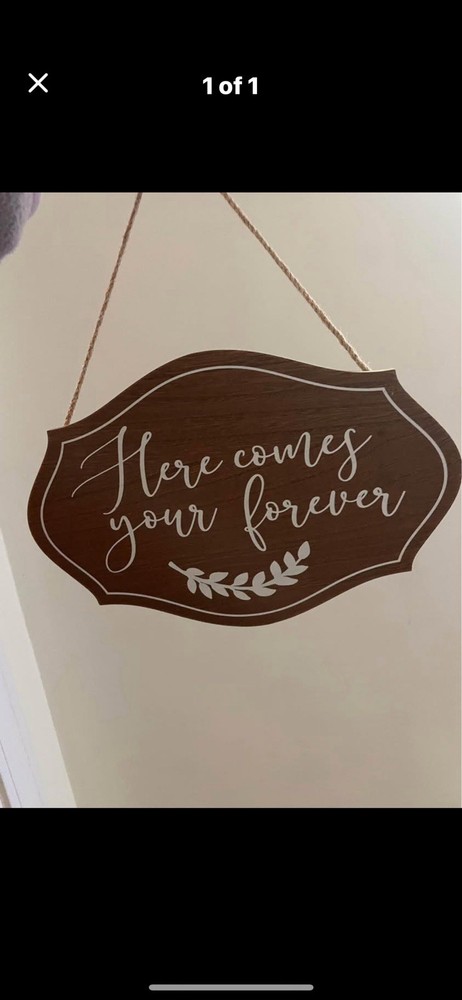 Wood Wedding Hanging Decoration Brown White Romantic Irregular Sign