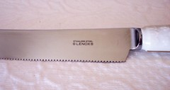Lenox Wedding Cake Knife Stainless Steel Floral China Handle Silver Glossy w/Box
