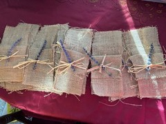Handmade Burlap Silverware Holders: 60 Sunflower, Thank You; Used At Wedding