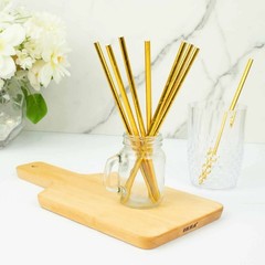 Gold 50 Metallic 8″ Disposable Food Grade Drinking Paper Straws Party Events