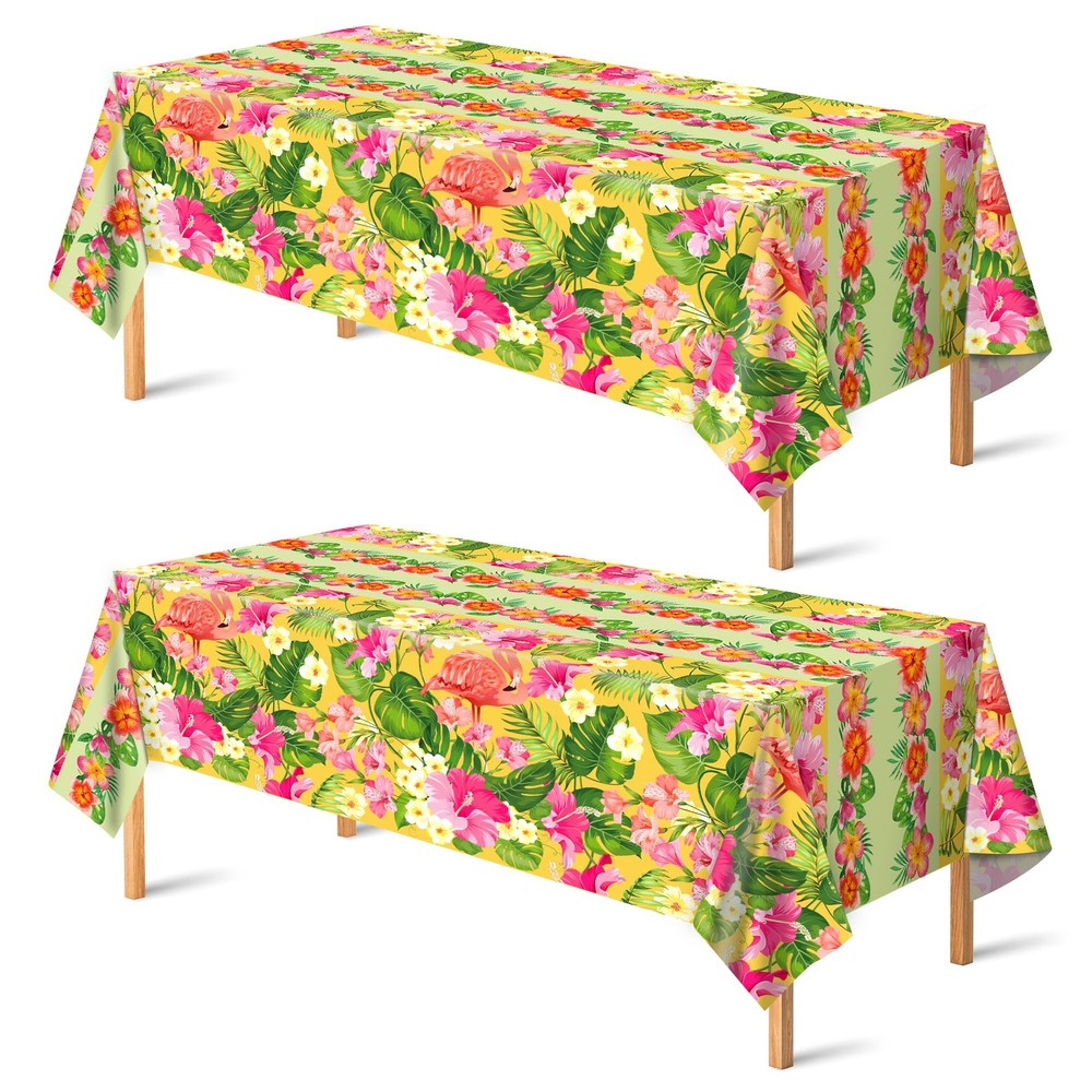 OHOME 2 Pack Luau Party Decorations – 51.2×86.6 inches, Red Green Yellow