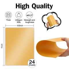 24 Sheets Gold Shimmer Cardstock 8.5 x 11 Metallic Paper, Goefun 8.5×11, gold