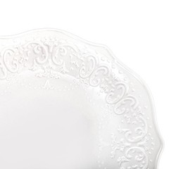 Soujoy Set Of 6 Porcelain Dinner Plate 10.5 Embossed Salad Plates White Dessert