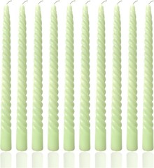 10 Inch Light Green Taper Candle Set, 10 Pack Unscented Dripless