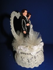 New 25th Wedding Anniversary Couple Caketopper with Bride & Groom in Silver #29