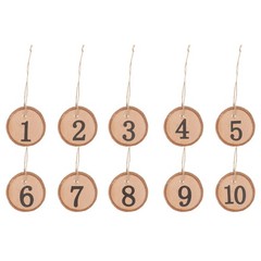 10Pcs Durable Wooden Slice Table Numbers Hanging Wedding Centerpieces Decor